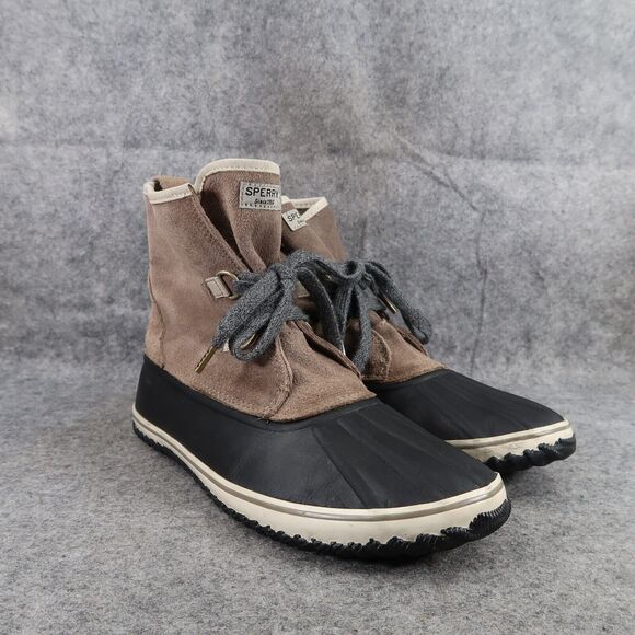 Sperry Shoes Womens 8 Boots Schooner Slouch Leather Duck Lace Up Winter Outdoor - Picture 1 of 11